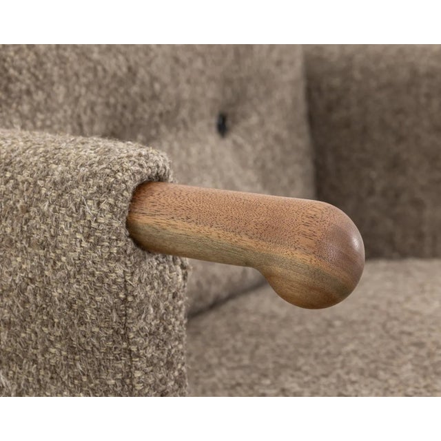 Authentic Tyler Hays for BDDW Mabel Club Chair in fabric #315 with Claro walnut arms and feet. A quintessential BDDW form...