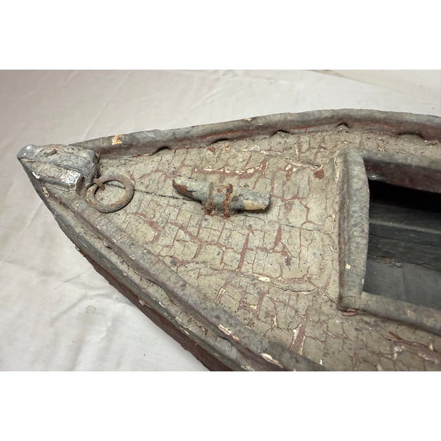 Antique Early 19th Century Handmade Carved Polychrome Wooden Folk Art Model Boat For Sale - Image 11 of 18