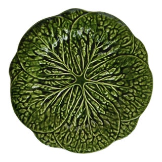 1960s Large Majolica Cabbage Leaf Platter in the Style of Dodie Thayer For Sale