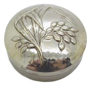Vintage Italian Handmade Genuine Silver Hammered Round Pill Snuff Trinket Brandimarte Premium Italian Brand Box, Made in Florence (Firenze, Tuscany)