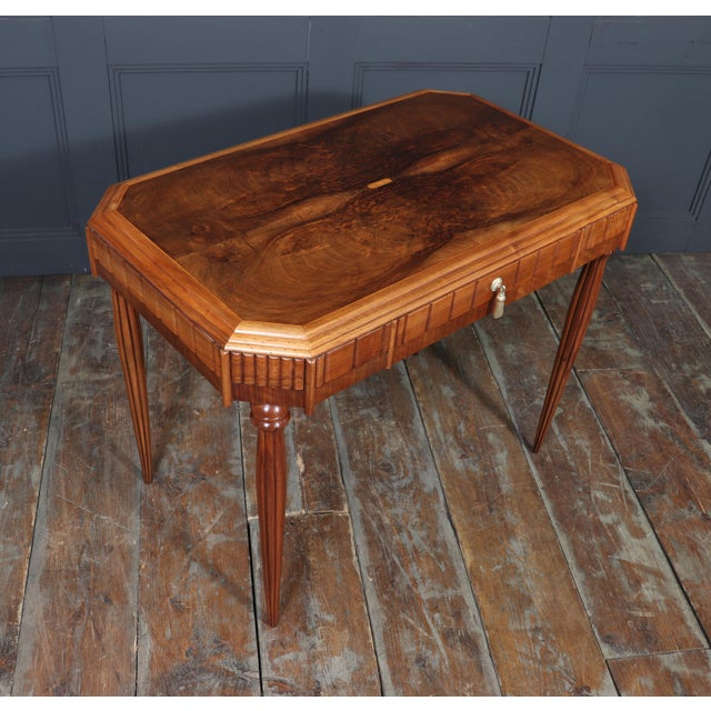 Art Deco Walnut Writing Table with Satinwood Inlay, 1925 For Sale - Image 16 of 18