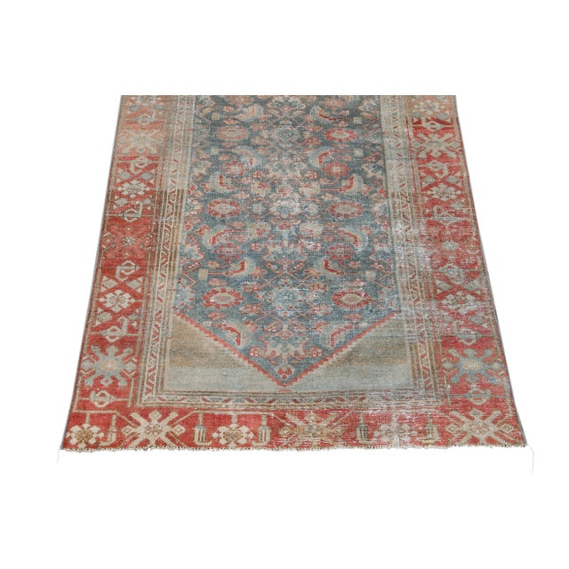Blue Vintage Persian Malayer Handmade Wool Runner For Sale - Image 9 of 13