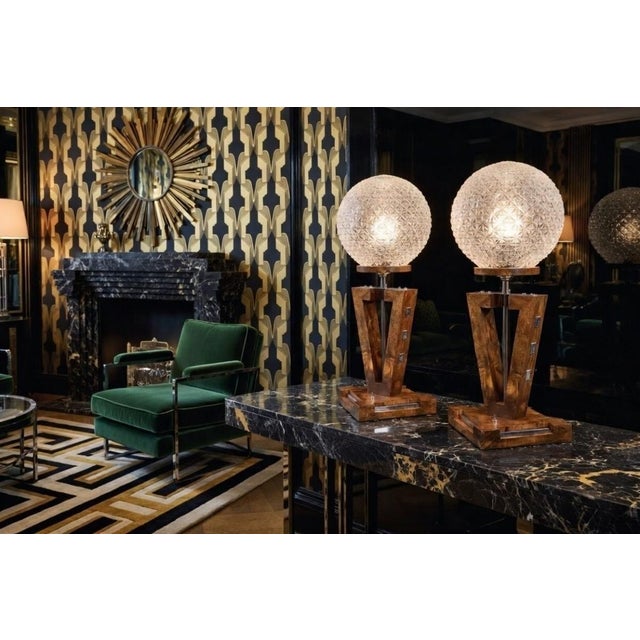 Brown Art Deco Lamps, Poland, 1950s, Set of 2 For Sale - Image 8 of 8