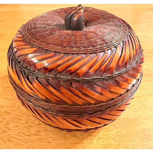 Mid 20th Century Pumpkin Woven Wicker Ice Bucket, Circa 1970s For Sale - Image 5 of 10