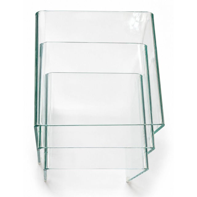 Pair of Italian Waterfall Glass Nesting Tables, 20th Century For Sale - Image 4 of 9