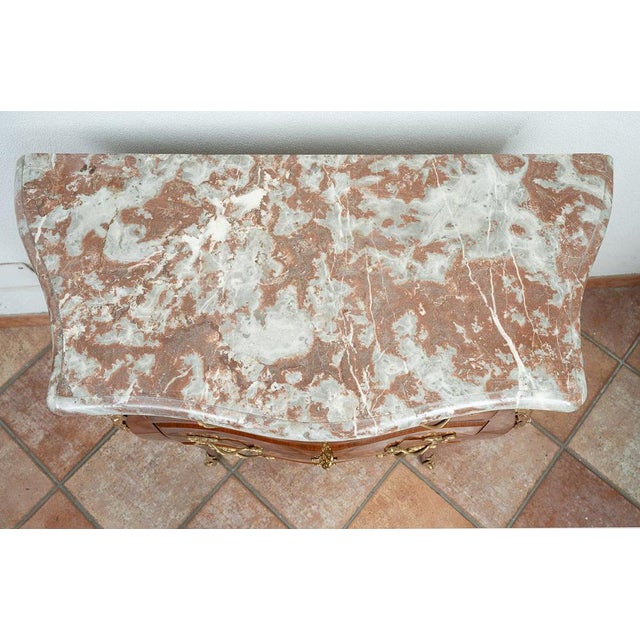 Antique Napoleon III Chest of Drawers in Polychrome Wood with Marble Top, France, 19th Century For Sale - Image 4 of 7