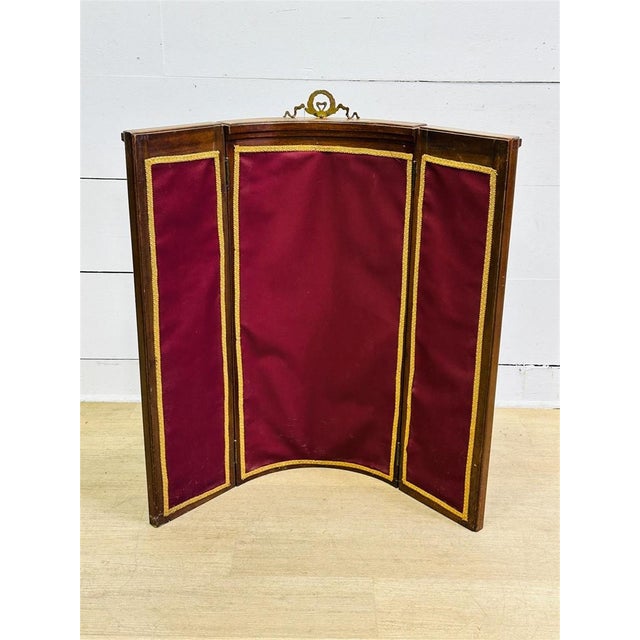 French 19th Century Napoleon III Style Three-Panel Painted Canvas Fireplace Screen For Sale - Image 3 of 15