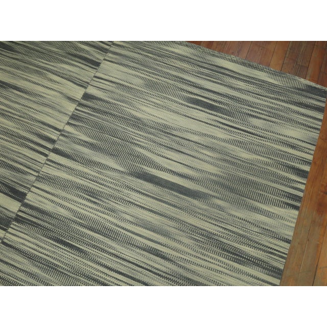 Gray Modernist Retro Deco Kilim For Sale - Image 9 of 18