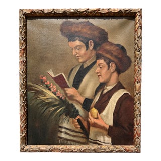Mid 20th Century Famous Hungarian-Jewish Artist Zoltan Szemerey Oil Painting on Canvas For Sale