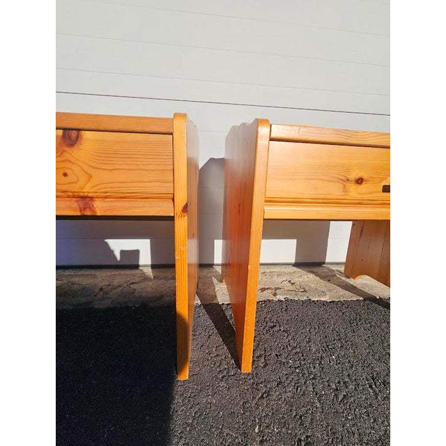 Brown Mid 20th Century Pair of Swedish Pine Nightstands For Sale - Image 8 of 13