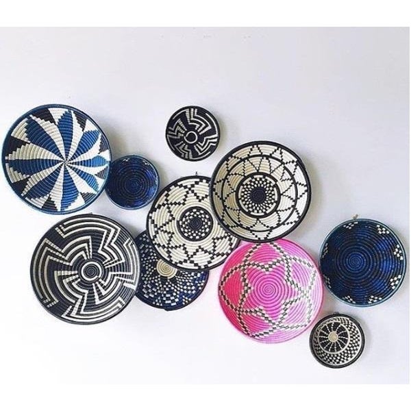 African Blue and White Uganda Bowl African Basket For Sale - Image 3 of 4