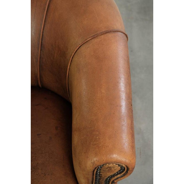 Brown Vintage Sheepskin Club Armchair For Sale - Image 8 of 15