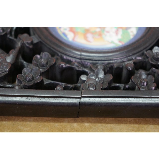 Brown Antique Tibetan Namtose Buddhist Deity of Wealth Rosewood Wall Plaque 10" For Sale - Image 8 of 9