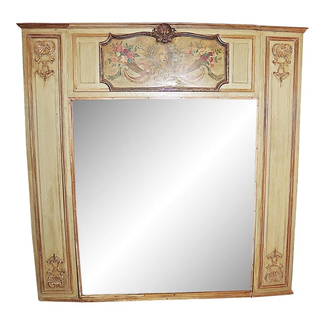Monumental French Louis XVI Trumeau Mirror, 19th Century With Bacchus For Sale