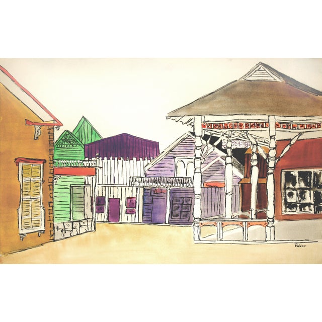 Mid 20th Century "Gold Rush Town" Landscape Watercolor Painting by Diane Baldwin For Sale - Image 4 of 5