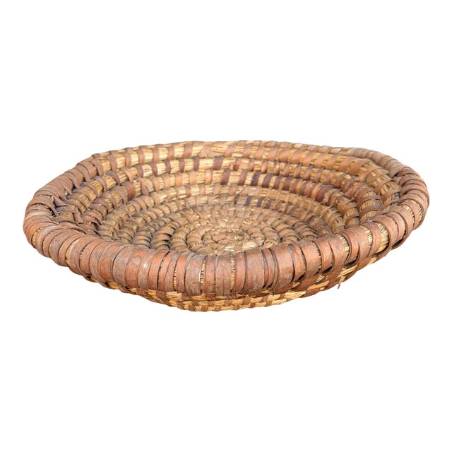 A Large Antique Woven Rye-Straw Bowl, Circa 1900 For Sale