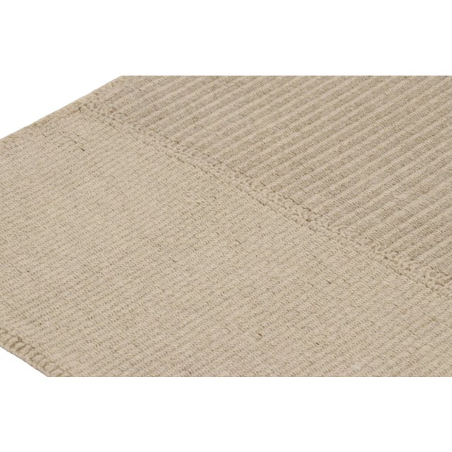 Rug & Kilim’s Contemporary Kilim With Textural Beige Stripes For Sale In New York - Image 6 of 8