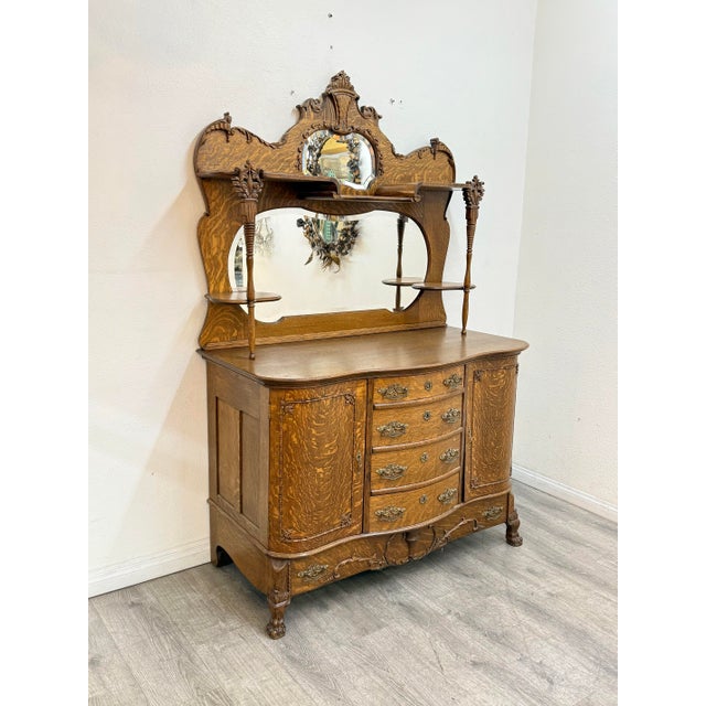 Vintage Quarter Saw Oak Sideboard For Sale - Image 11 of 12