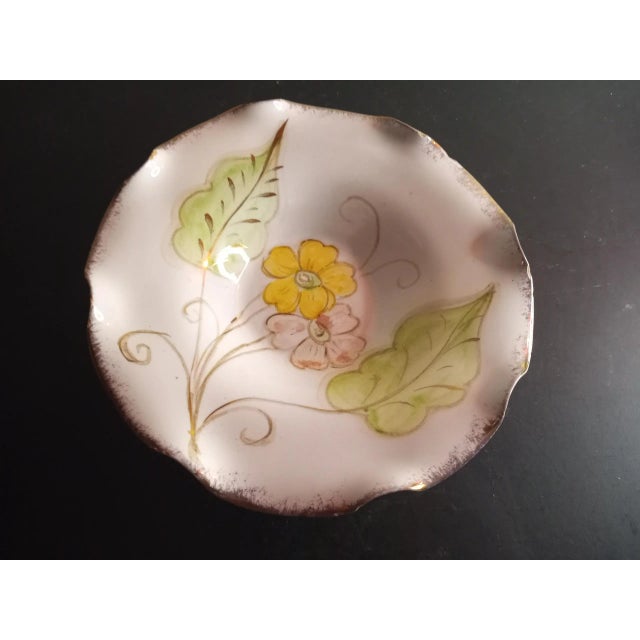 Vintage Porcelain Hand Painted Floral Trinket Bowl, Made in Italy For Sale - Image 4 of 7