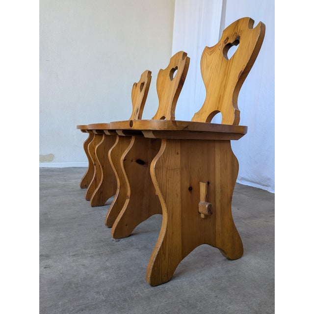 Vintage Tyrolean Wooden Heart Cut-Out Backrest Farmhouse Chair, 1970s, Set of 3 For Sale - Image 14 of 18