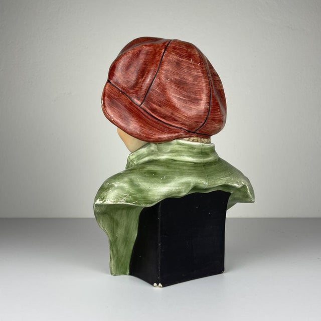 Green Vintage Terracotta Bust of Boy, Coimbra, Portugal, 1960s For Sale - Image 8 of 15