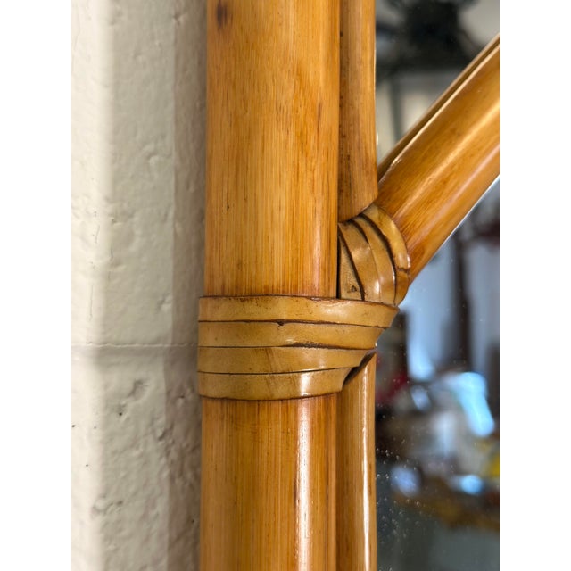 Bamboo and Leather Mirror, 1970s For Sale - Image 10 of 12
