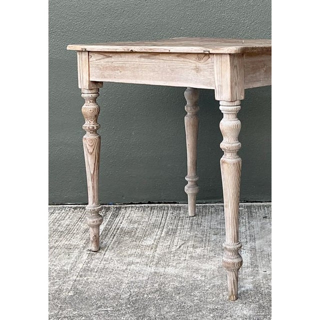 Early 20th Century Vintage Primitive Turned Leg Wooden Table For Sale - Image 5 of 12