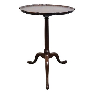 Vintage Antique Solid Mahogany Traditional Style 38" Round Pie-Crust Tilt-Top Accent Table For Sale