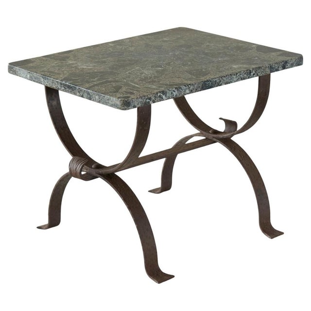 Art Deco Side Table in Wrought Iron and Marble, 1950s For Sale - Image 12 of 12
