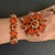 Weiss Bracelet & Brooch Set Demi Parure Orange Cabochon Aurora Borealis Crystal Rhinestone A running and rare jewelry set...