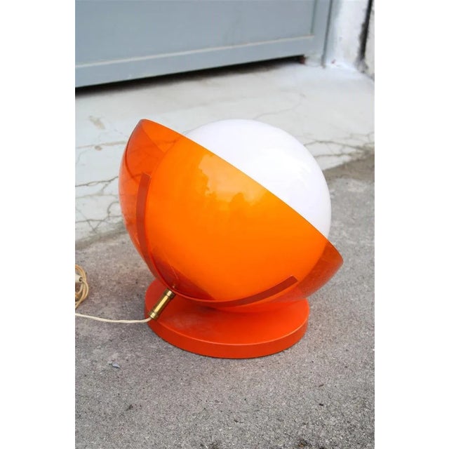 Pop Art Orange White Ball Table Lamp from Guzzini, 1960s For Sale - Image 6 of 10
