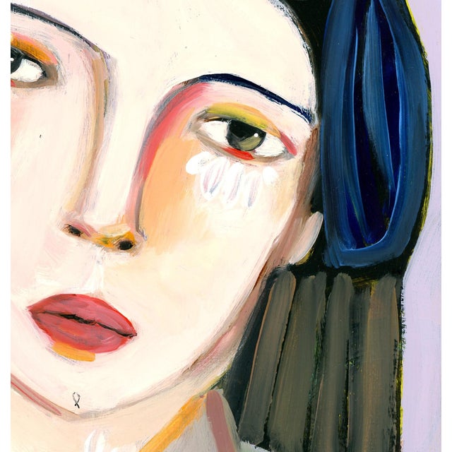 2020s Girl With Rabbit, Abstract Cubist Portrait Oil Painting, Signed For Sale - Image 5 of 7