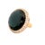 Early 21st Century Quartz Black Onyx Diamond 18k Yellow Gold Double Halo Cocktail Ring, Size 6.5 For Sale - Image 5 of 6