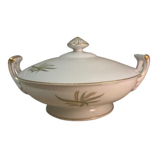 1950s Fukagawa Arita "Golden Wheat" Pattern Covered Serving Bowl For Sale