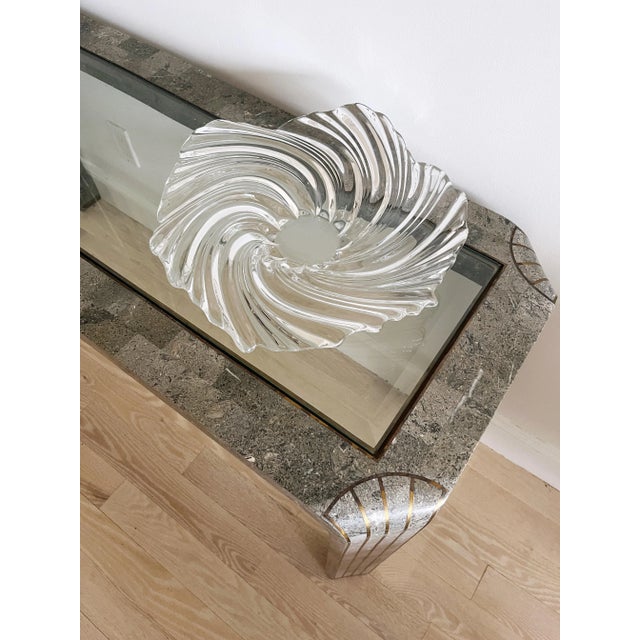 Late 20th Century Vintage Mikasa Belle Epoque Swirl Crystal Low Bowl For Sale - Image 5 of 8