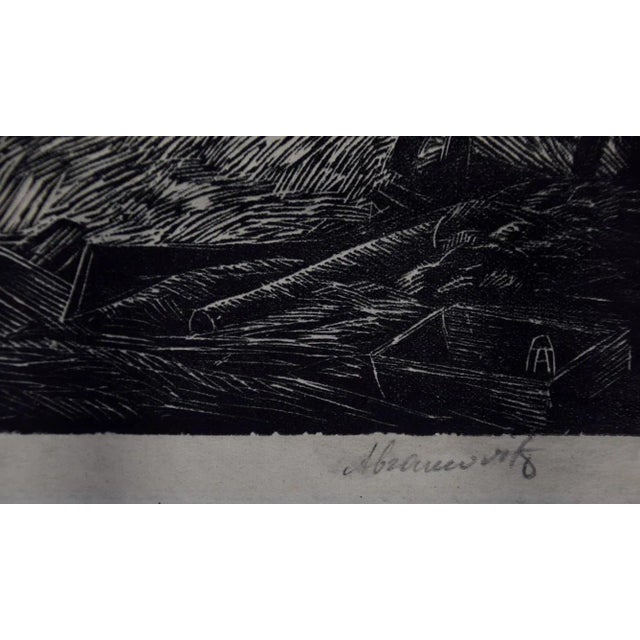 Early 20th Century "Subway Construction, Moscow": An Early 20th C. Woodcut Engraving by Abramovitz, 1935 For Sale - Image 5 of 5
