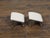 Late 20th Century Pair of Vintage French Steel and Brass Footstools with Custom Linen Upholstery For Sale - Image 5 of 11