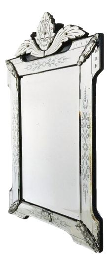 Antique Venetian Etched Glass Floral Mirror, 1900s
