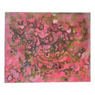 Pink Abstraction with Microscopic Organisms, 1973, Oil on Canvas For Sale