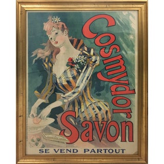 Vintage 1891 Jules Cheret Cosmydor Savon Poster, Framed For Sale