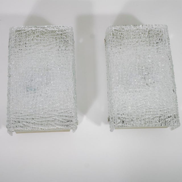 Pair of ice glass sconces by Kaiser For Sale - Image 4 of 7