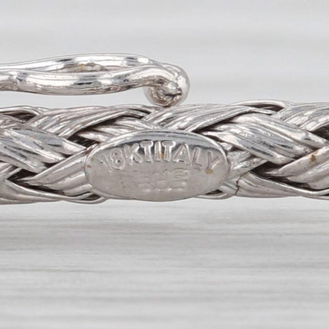 Modern Basketweave Bangle Bracelet 18k White Gold 6.75" 2.8mm For Sale - Image 3 of 6