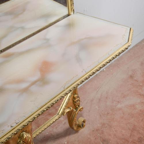 Glass Mid-Century Modern Wall Mirror Console with Floor Shelf For Sale - Image 7 of 9