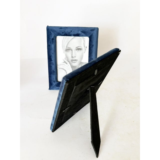Blue Velvet and Glass Frames, France, 1990, Set of 2 For Sale - Image 11 of 12