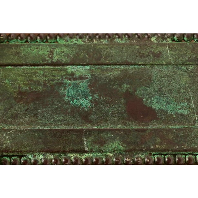 Apollo Studios New York Arts & Crafts Grapevine Pattern Bronze and Slag Glass Card Holder For Sale - Image 10 of 12