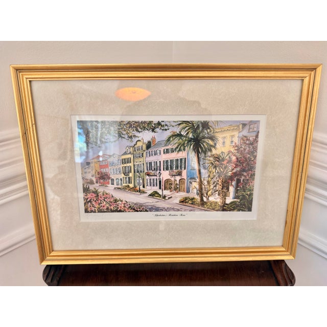 1990s Vintage Marilyn Morris Signed “Charleston’s Rainbow Row” Framed Art Print - 17.25” X 12.5” For Sale - Image 5 of 10