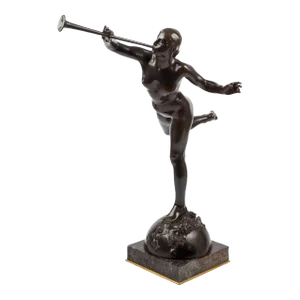 French Antique Bronze "La Renommée" (Fame) by Alexandre Falguiere & Susse