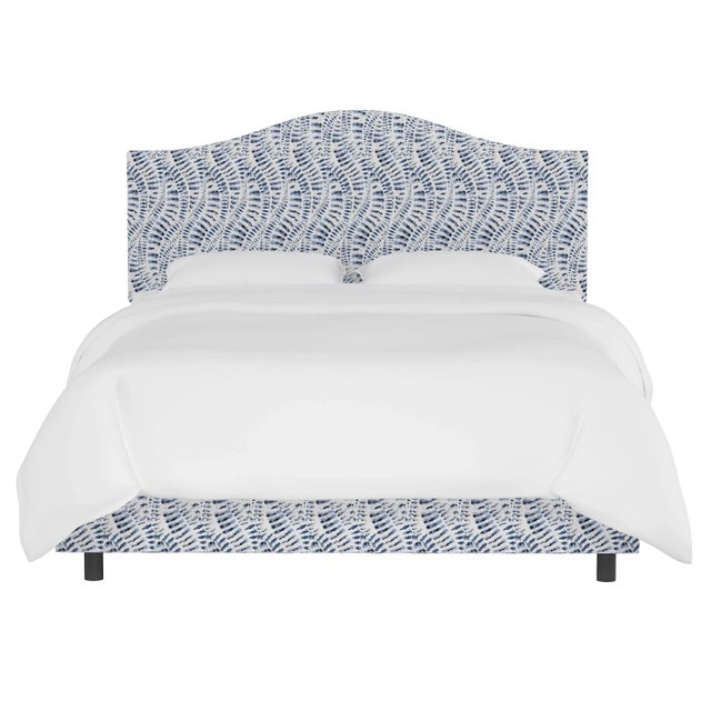 Transitional Kenmore Bed in Blue Snake Skin, Twin For Sale - Image 3 of 6