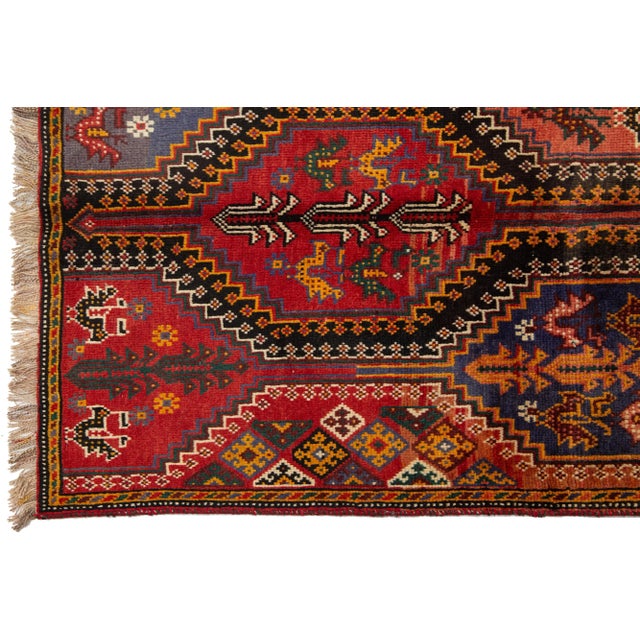 1950s 4 X 8 Multicolor Vintage Shiraz Persian Wool Rug With Allover Design For Sale - Image 5 of 10