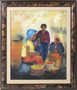 Jose White, Fruit Sellers, Oil on Canvas, 20th Century
